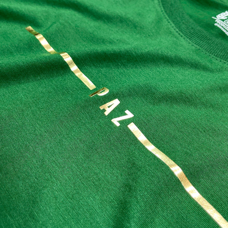 Camiseta Masculina Verde Paz Dourado