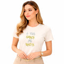 Camiseta Feminina Off White A Tua Graça Me Basta  Aplique
