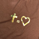 Camiseta Feminina Marrom Cruz Igual Coração Dourado
