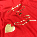 Camiseta Feminina Vermelha Paz Coração Dourado