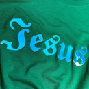 Camiseta Feminina Verde Aplique Jesus