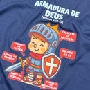 T-Shirt Infantil Azul Armadura De Deus