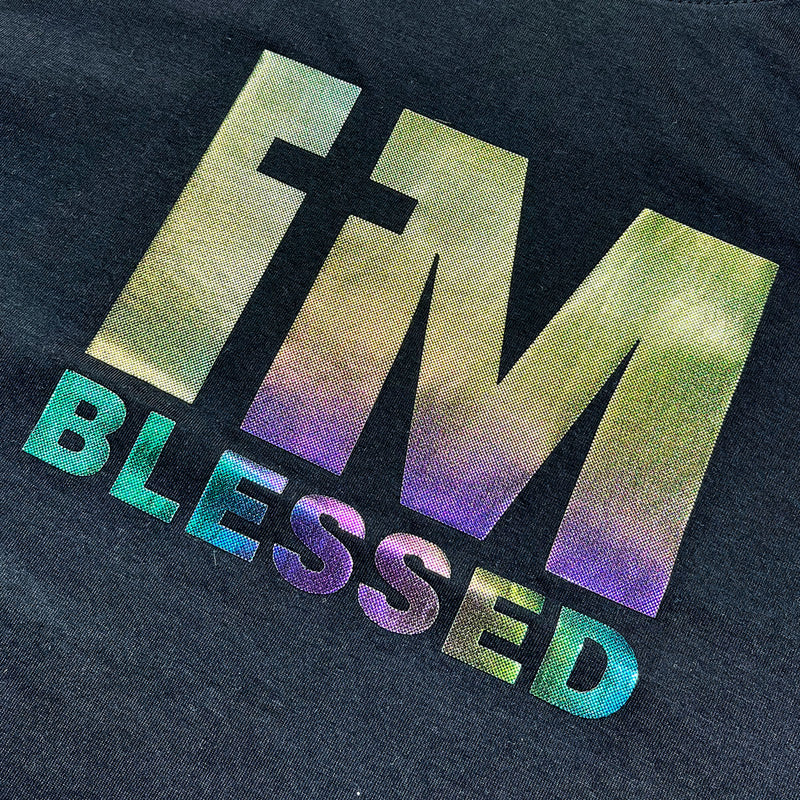 Camiseta Masculina Preta Aplique Camaleão IM Blessed