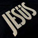 Camiseta Feminina Preta Jesus Cruz Glitter
