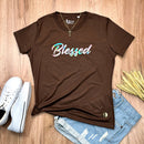 Camiseta Feminina Marrom Blessed Holográfico