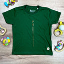 T-Shirt Infantil Verde Fé Listra Dourado