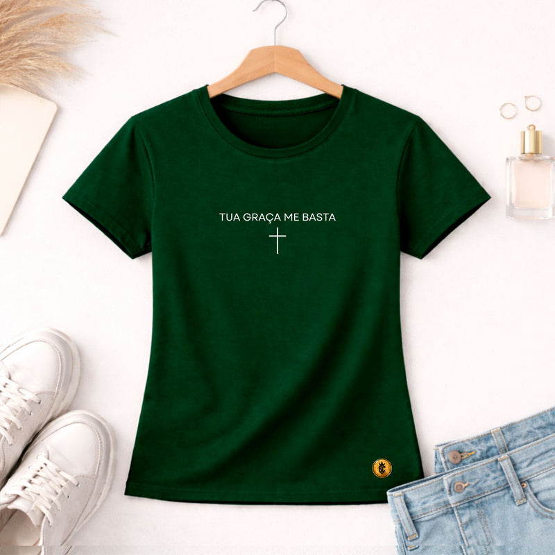 Camiseta Feminina  Verde Tua Graça Me Basta