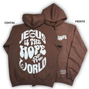 Moletom Canguru Com Capuz Marrom Jesus Is The Hope