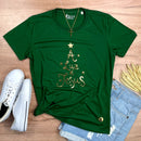 Camiseta Feminina Verde A Luz é Jesus Dourado