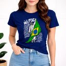 Camiseta Feminina Azul Brasil  E se Meu Povo
