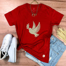 Camiseta Feminina Vermelha Pomba da Paz