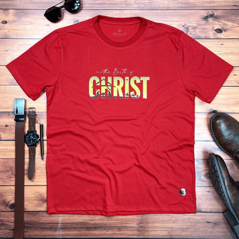 Camiseta Masculina Vermelha The Birth Of Christ