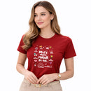 Camiseta Feminina  Vermelha Deus é Muito Maior 