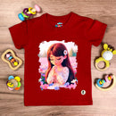 T-Shirt Infantil Vermelha Garota Flor Orando
