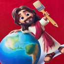 T-Shirt Infantil Vermelha Jesus Pintor Do Mundo
