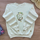 Moletom Off White Aplique Leão Dourado