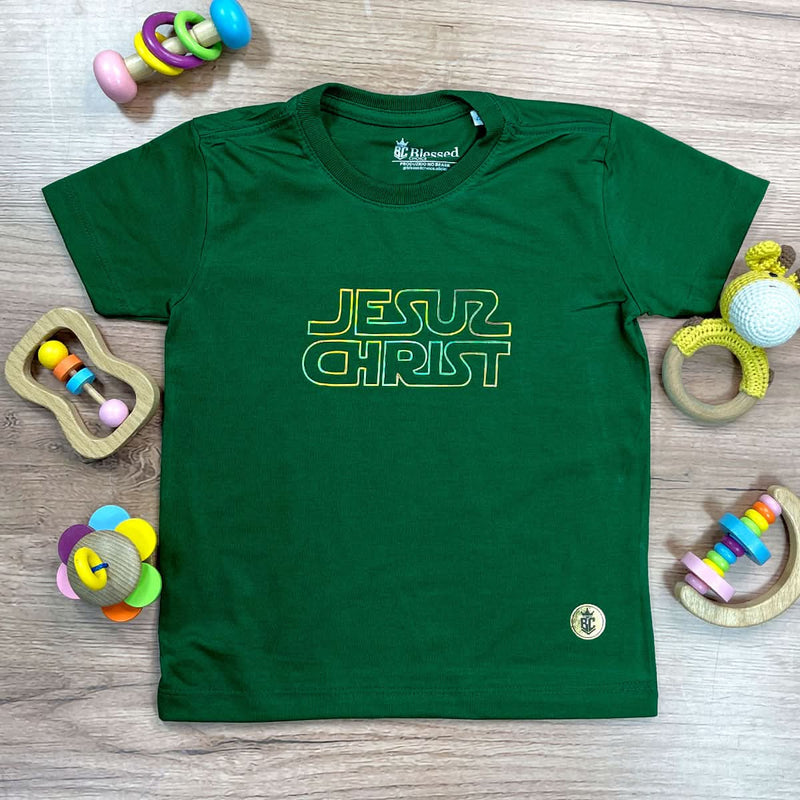 T-Shirt Infantil Verde Jesus Christ Star