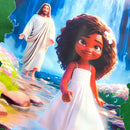 T-Shirt Infantil Verde Menina Jesus