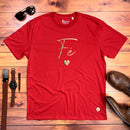 Camiseta Masculina Vermelha Fé Coração Dourado