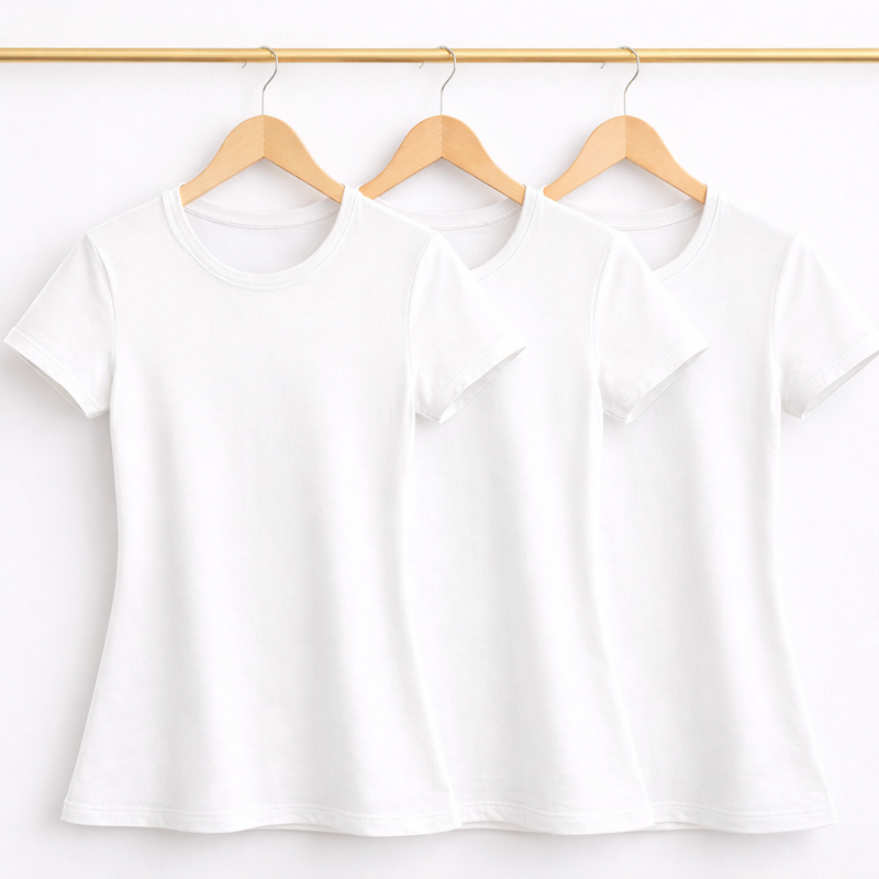 Kit 3 Camisetas Feminina Lisa Branca