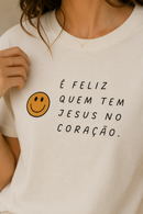 Camiseta Feminina Off White Jesus no Coração