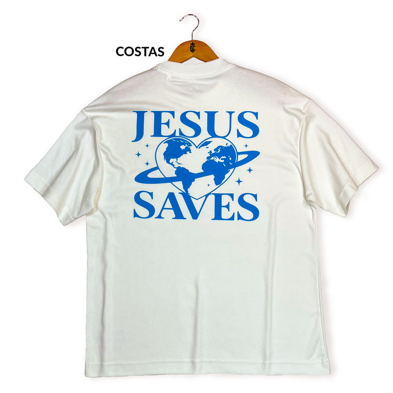 Oversized Off White Full Coração Jesus Saves