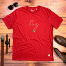 Camiseta Masculina Vermelha Paz Coração Dourado