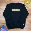 Moletom Preto Aplique Jesus Glitter Dourado