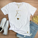 Camiseta Feminina Branca Fé Coração Dourado