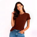 Kit 3 Camisetas Feminina Lisa Marrom Branca Preta