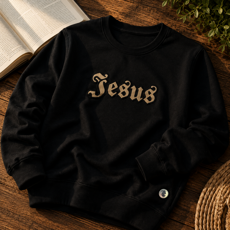Moletom Preto Jesus Veludo