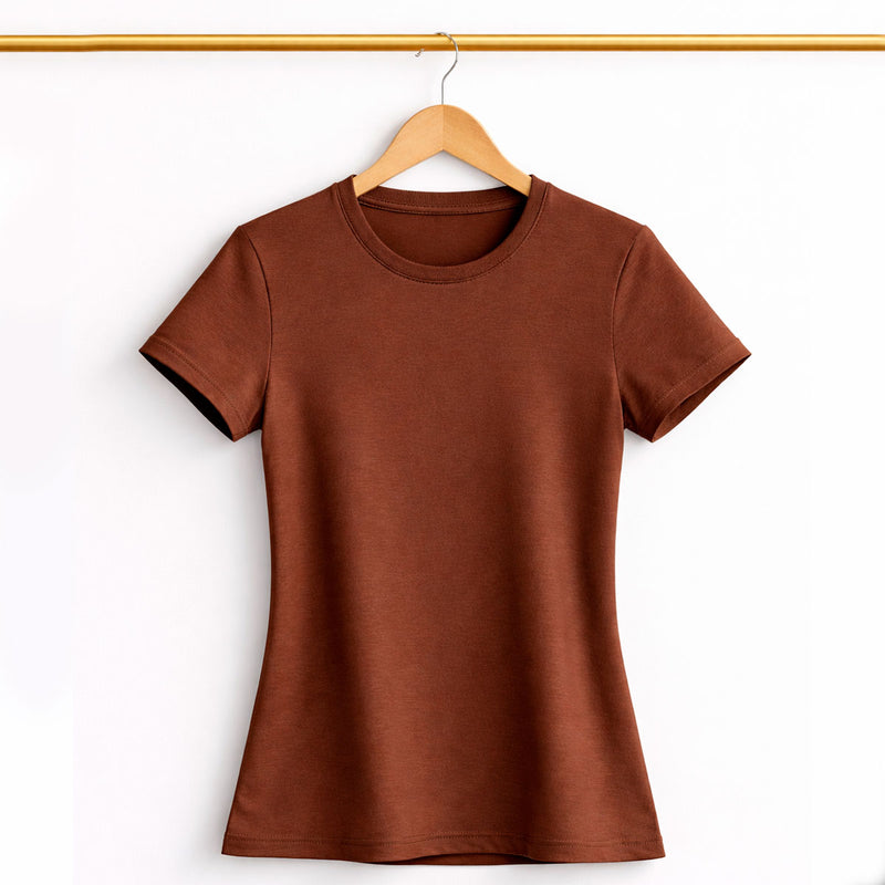 Camiseta Feminina Marrom Lisa