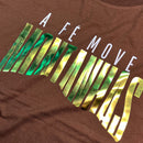 Camiseta Feminina Marrom A Fé Move Montanhas Camaleão