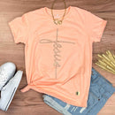 Camiseta Feminina Salmão Jesus Strass
