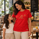 Camiseta Feminina Vermelha Fé para florescer — Ambientada 03