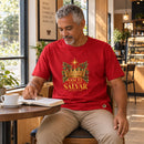 Camiseta Masculina Vermelha Nasceu para nos salvar — Ambientada 04
