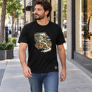Camiseta Masculina Preta O Pai corre ao encontro — Ambientada 01