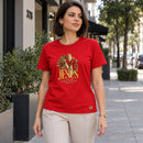 Camiseta Feminina Vermelha Jesus a Luz que nunca se apaga — Ambientada 02