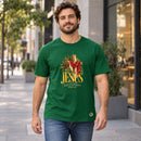 Camiseta Masculina Verde Jesus a Luz que nunca se apaga — Ambientada 01