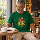 Camiseta Masculina Verde Jesus a Luz que nunca se apaga — Ambientada 04