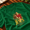Camiseta Masculina Verde Jesus a Luz que nunca se apaga — Zoom