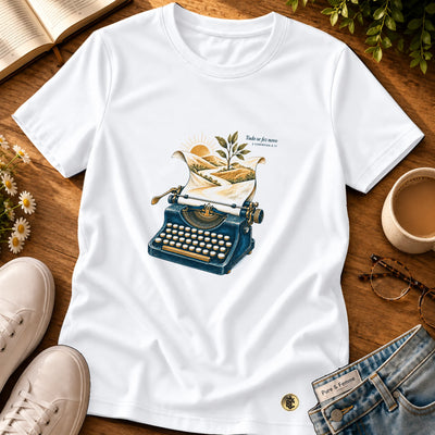 Camiseta Feminina Branca Tudo se fez novo — Principal 01