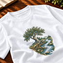 Camiseta Masculina Branca Plantado junto às águas — Zoom