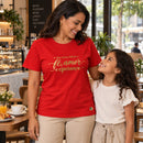 Camiseta Feminina Vermelha Que nunca faltem fé, amor e esperança — Ambientada 03