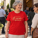 Camiseta Feminina Vermelha Que nunca faltem fé, amor e esperança — Ambientada 04