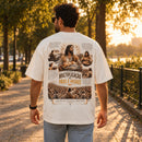 Camiseta Oversized Off White O Milagre da Multiplicação dos Pães e Peixes — Ambientada 02
