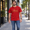 Camiseta Masculina Vermelha Jesus, nossa esperança — Ambientada 01