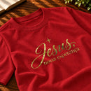 Camiseta Masculina Vermelha Jesus, nossa esperança — Zoom