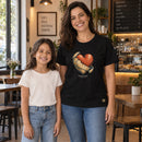 Camiseta Feminina Preta Um novo coração — Ambientada 03