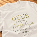 Camiseta Feminina Off White Deus é a minha Fortaleza — Zoom